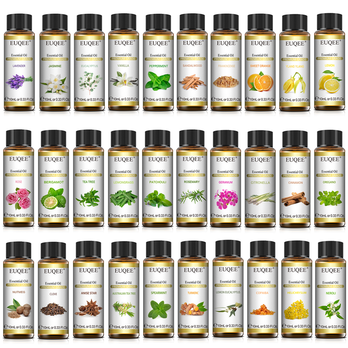Candle Making Supplies Fragrance Oils - EUQEE 10ml Pure Natural Essential Oil