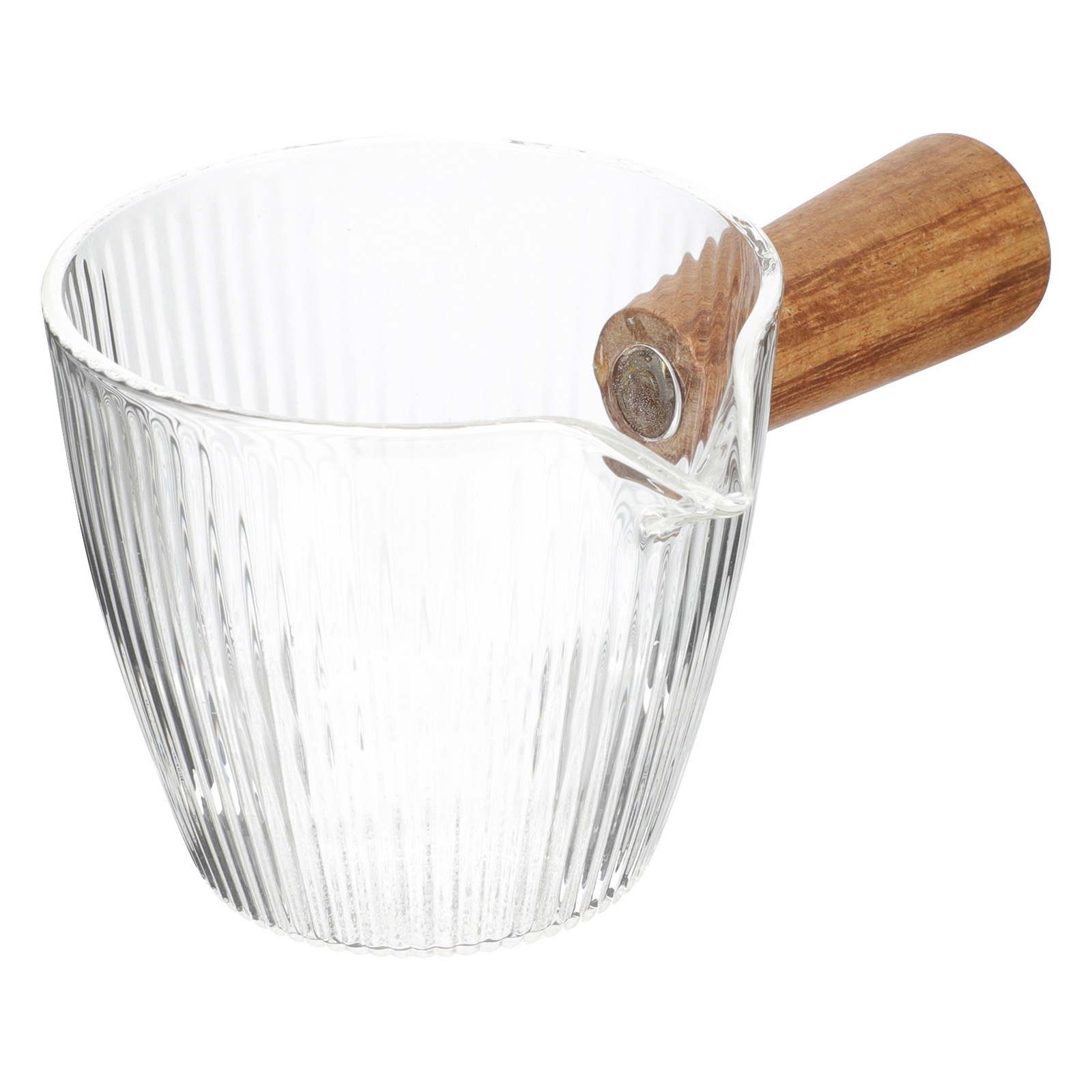 Pour Spout Pitcher - Premium Hammered Glass and Wood Milk