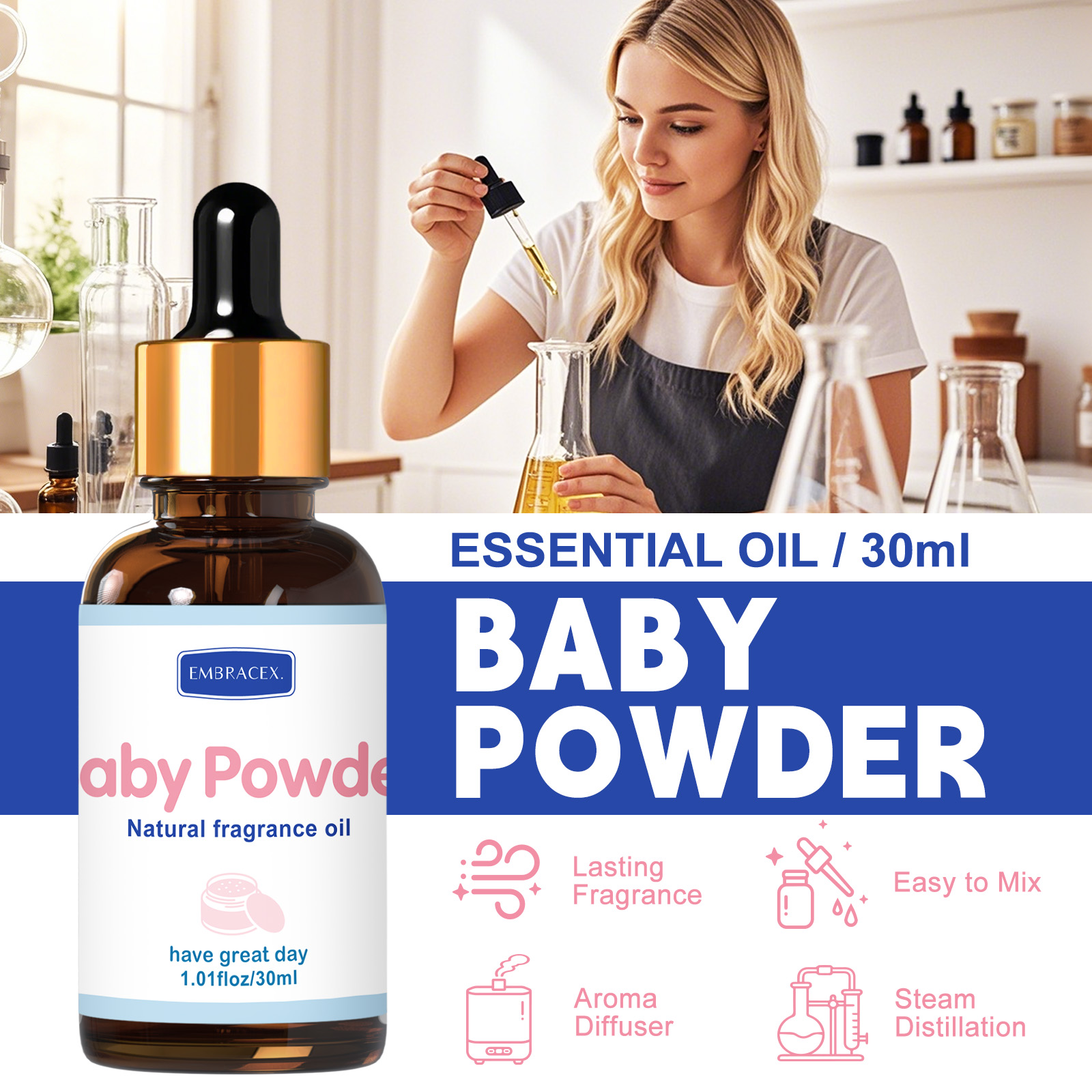 30ml Baby Powder Essential Oil - مراجعة Candle Making Supplies Fragrance Oils وسعره