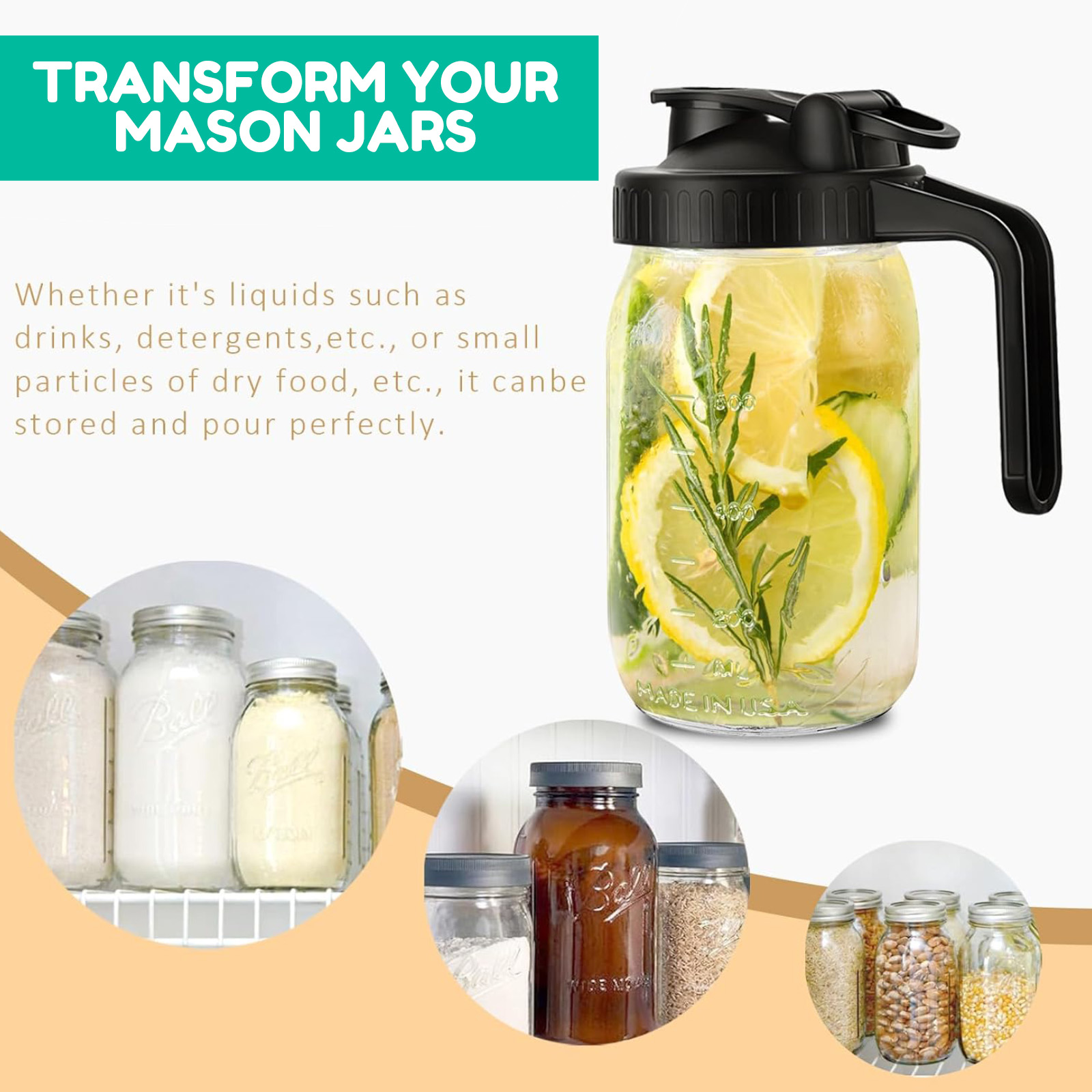 Mason Jar Pitcher Lid With Pou - مراجعة Pour Spout Pitcher وسعره