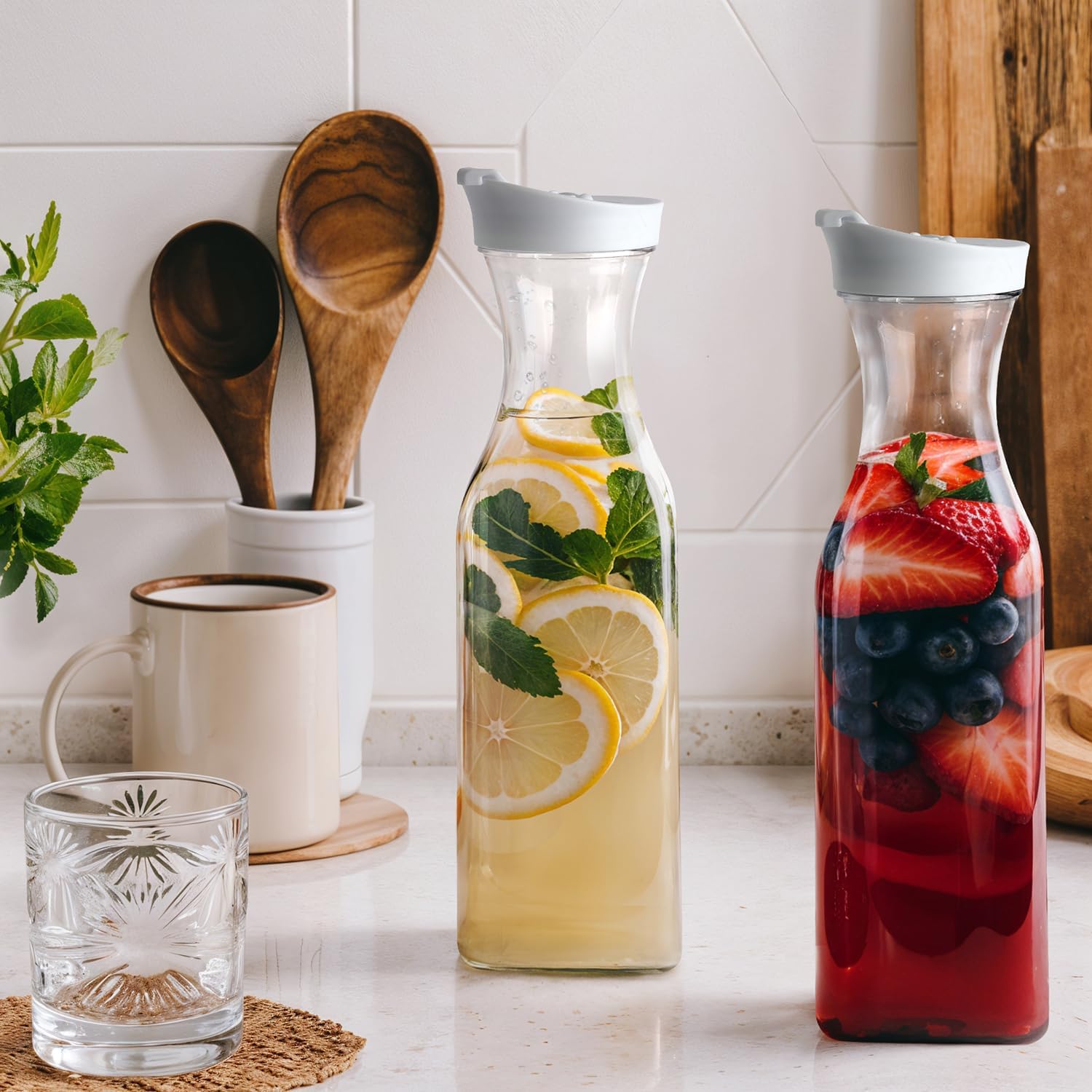 50 oz Plastic Carafe with Lid  - مراجعة Pour Spout Pitcher وسعره